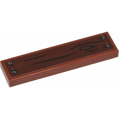 reddish brown tile 1 x 4 with wood grain and 4 screws on dark brown background pattern sticker - set 40423