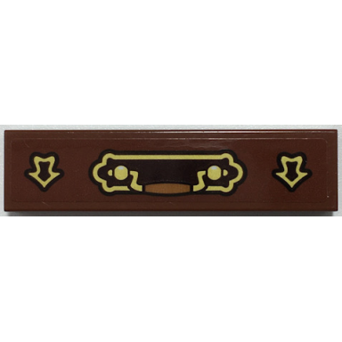 reddish brown tile 1 x 4 with ornate handle on gold and dark brown plate arrows pattern sticker - set 70425