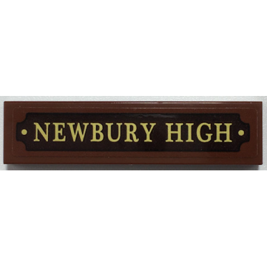 reddish brown tile 1 x 4 with gold newbury high on dark brown plaque pattern sticker - set 70425
