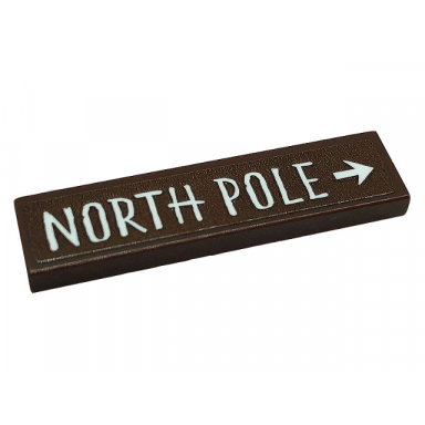 reddish brown tile 1 x 4 with white north pole and arrow pattern sticker - set 10275