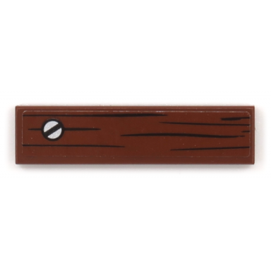 reddish brown tile 1 x 4 with wood grain and silver slotted screw pattern sticker - set 70655