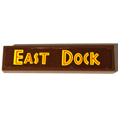 reddish brown tile 1 x 4 with yellow east dock pattern sticker - set 76958