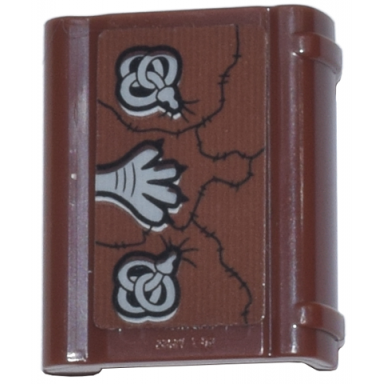 reddish brown minifigure utensil book binding with 2 studs with black stitching light bluish gray snakes and paw clasp pattern sticker - set 21341