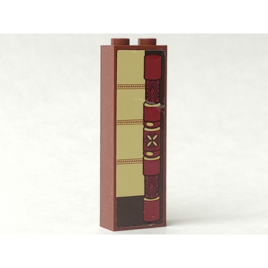 reddish brown brick 1 x 2 x 5 with wooden pole with carvings and tan areas pattern model right side sticker - set 41149
