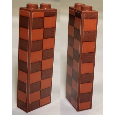 reddish brown brick 1 x 2 x 5 with dark orange and reddish brown checkered pattern on 3 sides model right side stickers - set 21331
