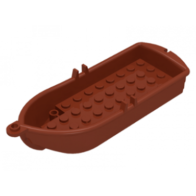 reddish brown boat 14 x 5 x 2 with oarlocks and 2 hollow inside studs