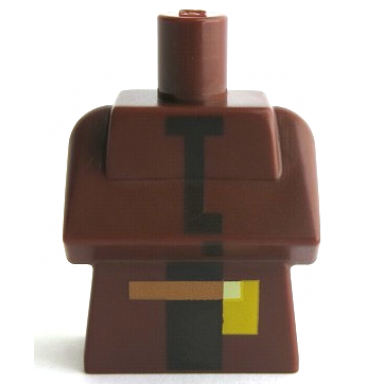 torso modified long with folded arms with pixelated dark tan belt and dark brown minecraft villager pattern