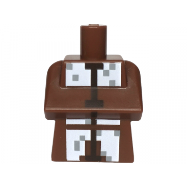 torso modified long with folded arms with pixelated white dark brown and light bluish gray minecraft shepherd villager pattern
