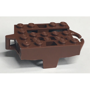 reddish brown vehicle base 4 x 5 roller coaster car with dark bluish gray wheels 26021 24869