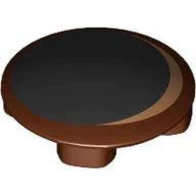 plate round 2 x 2 with rounded bottom boat stud with black circle with medium nougat crescent pattern rocket raccoon eye