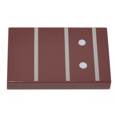 reddish brown tile 2 x 3 with guitar fretboard frets 10-13 with fret marker inlays 3 silver lines and 2 white dots pattern