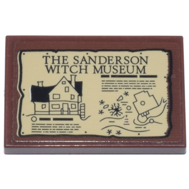 reddish brown tile 2 x 3 with the sanderson witch museum and house on tan background pattern sticker - set 21341
