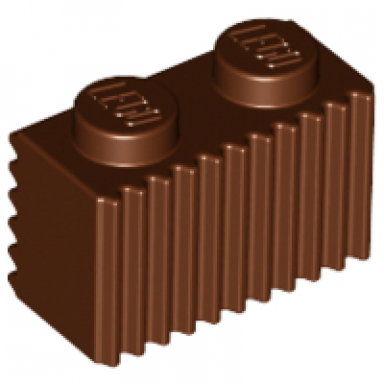 reddish brown brick modified 1 x 2 with grille fluted profile