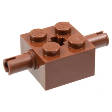 reddish brown brick modified 2 x 2 with pins and axle hole