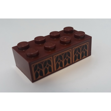 reddish brown brick 2 x 4 with 6 arched windows pattern sticker - set 75948