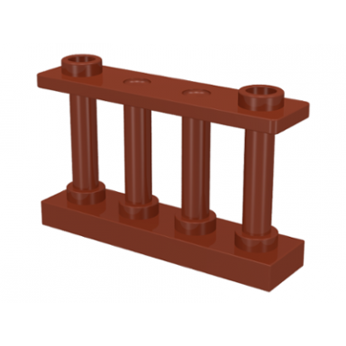 reddish brown fence 1 x 4 x 2 spindled with 2 studs