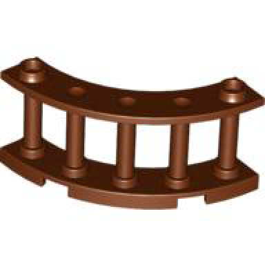 reddish brown fence 4 x 4 x 2 quarter round spindled with 2 studs