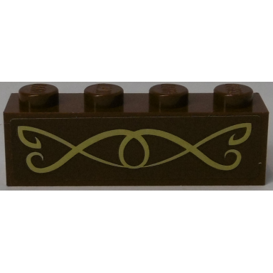 reddish brown brick 1 x 4 with gold scrollwork pattern sticker - set 41174