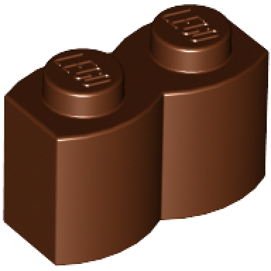 reddish brown brick modified 1 x 2 with log profile