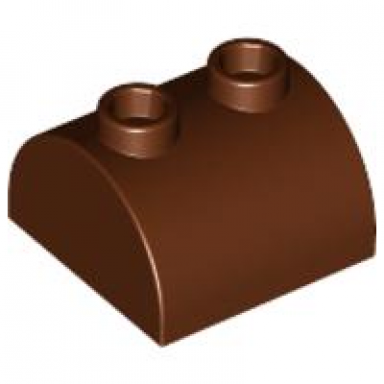 reddish brown slope curved 2 x 2 double with 2 hollow studs