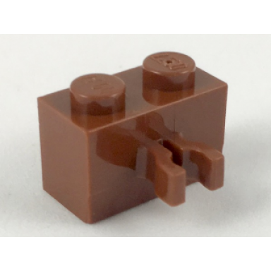 reddish brown brick modified 1 x 2 with split u clip thick vertical grip