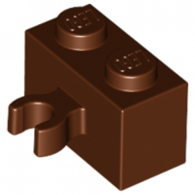 reddish brown brick modified 1 x 2 with open o clip thick vertical grip