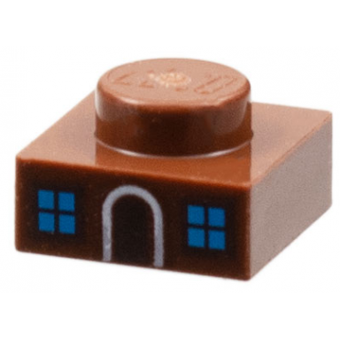 plate 1 x 1 with medium azure window panes and white doorframe pattern gingerbread house