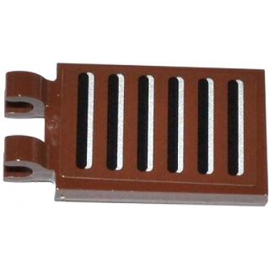 reddish brown tile modified 2 x 3 with 2 clips with grille pattern sticker - set 75020