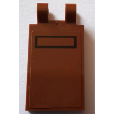 reddish brown tile modified 2 x 3 with 2 clips with black rectangle on reddish brown background pattern sticker - set 75059