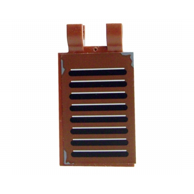 reddish brown tile modified 2 x 3 with 2 u clips with shutter pattern sticker - set 6210