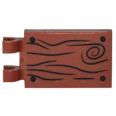 reddish brown tile modified 2 x 3 with 2 clips with wood grain and 4 nails pattern model left side sticker - set 4840