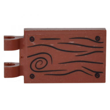 reddish brown tile modified 2 x 3 with 2 clips with wood grain and 4 nails pattern model right side sticker - set 4840
