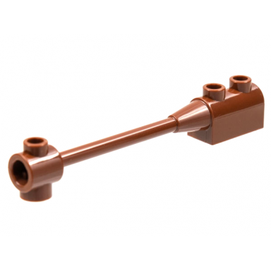 reddish brown bar 1 x 8 with brick 1 x 2 curved top end axle holder inside small end