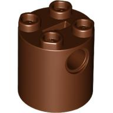 reddish brown brick round 2 x 2 x 2 robot body - with bottom axle holder x shape orientation