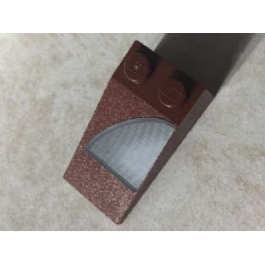 reddish brown slope 18 4 x 2 with gray quarter circle window pattern model right side sticker - set 7752