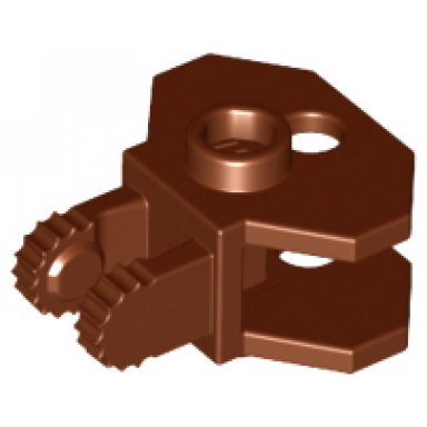 reddish brown hinge 1 x 2 locking with 2 fingers and tow ball socket