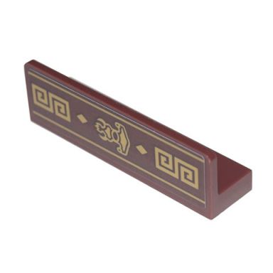 reddish brown panel 1 x 4 x 1 with gold geometric scrollwork and ronins pawn shop logo pattern sticker - set 71741
