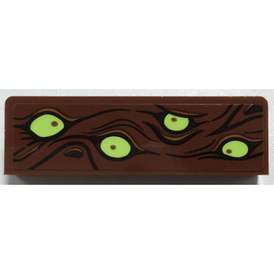 reddish brown panel 1 x 4 x 1 with wood grain and yellowish green eyes pattern sticker - set 70425
