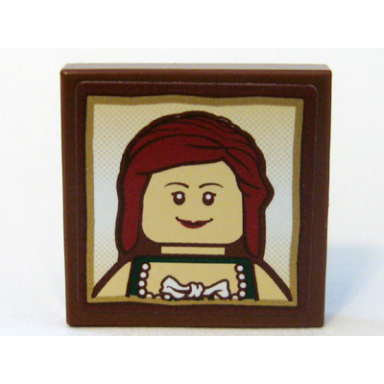 reddish brown tile 2 x 2 with maiden portrait pattern sticker - set 10193