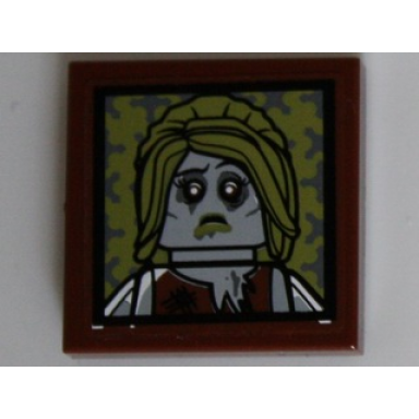 reddish brown tile 2 x 2 with zombie bride portrait pattern sticker - set 10228