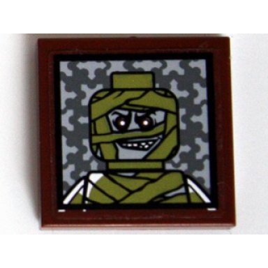 reddish brown tile 2 x 2 with mummy portrait pattern sticker - set 10228