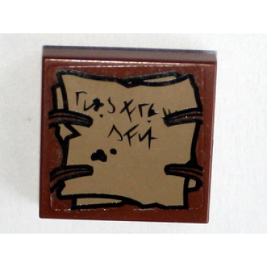 reddish brown tile 2 x 2 with orcish runes pattern sticker - set 79010