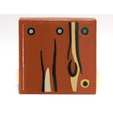 reddish brown tile 2 x 2 with wood grain knot and nails pattern sticker - set 9473