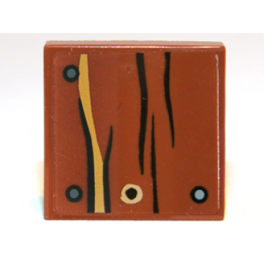 reddish brown tile 2 x 2 with wood grain and nails pattern sticker - set 9473