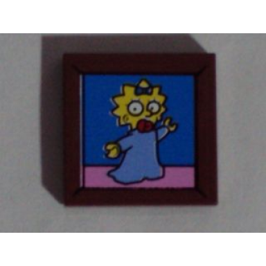 reddish brown tile 2 x 2 with maggie simpson portrait pattern sticker - set 71006