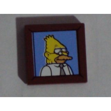 reddish brown tile 2 x 2 with abe simpson grampa simpson grandpa simpson portrait pattern sticker - set 71006