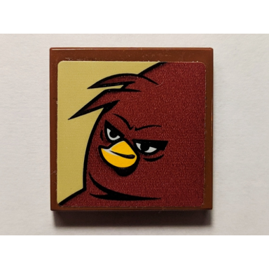 reddish brown tile 2 x 2 with angry birds terence pattern sticker - set 75823