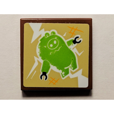 reddish brown tile 2 x 2 with angry birds piggy pattern sticker - set 75823