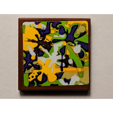reddish brown tile 2 x 2 with painting pattern sticker - set 75823