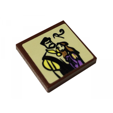 reddish brown tile 2 x 2 with letter r rapunzel and frederic pattern sticker - set 41157
